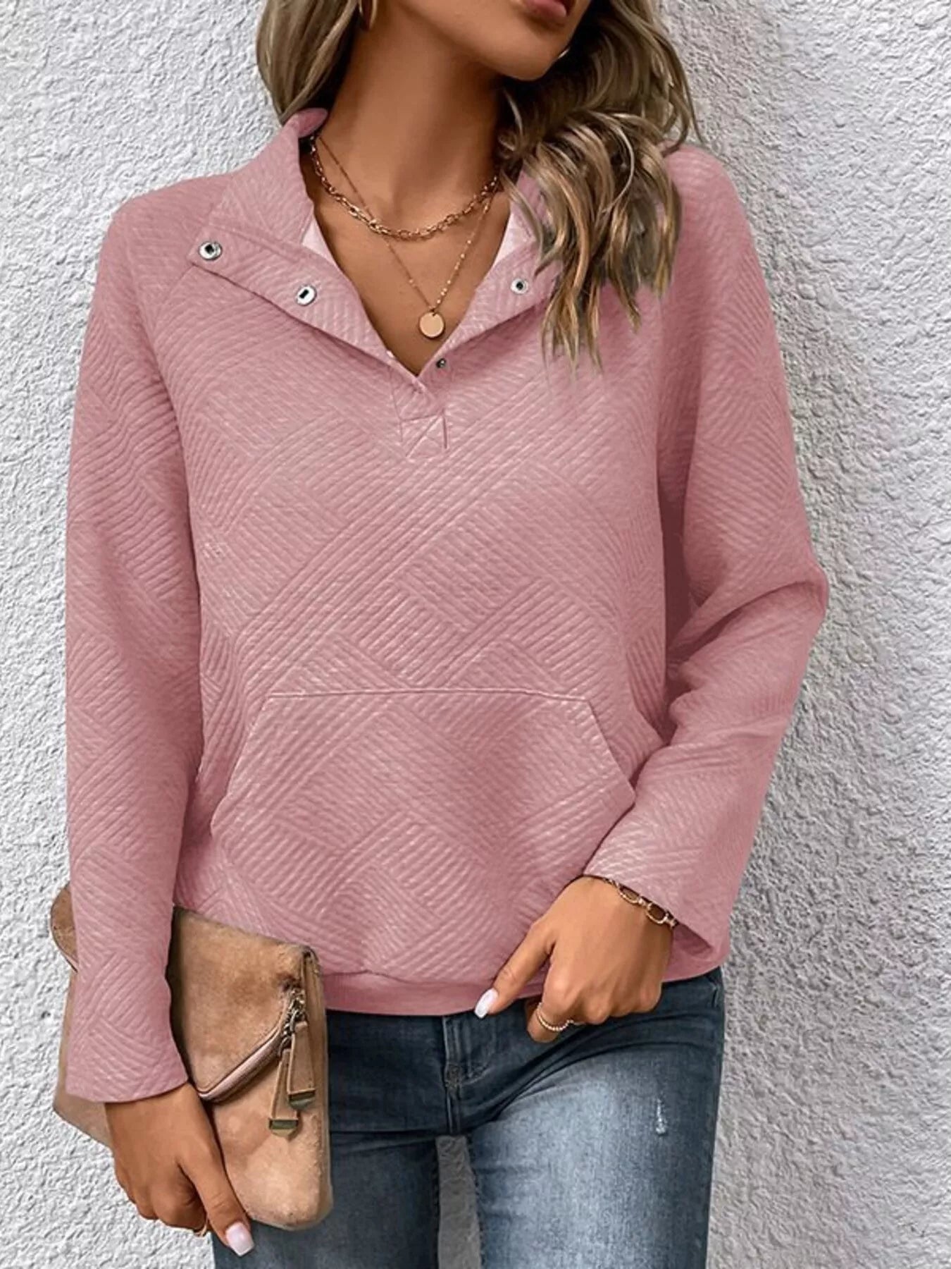 Textured Quarter Snap Sweatshirt