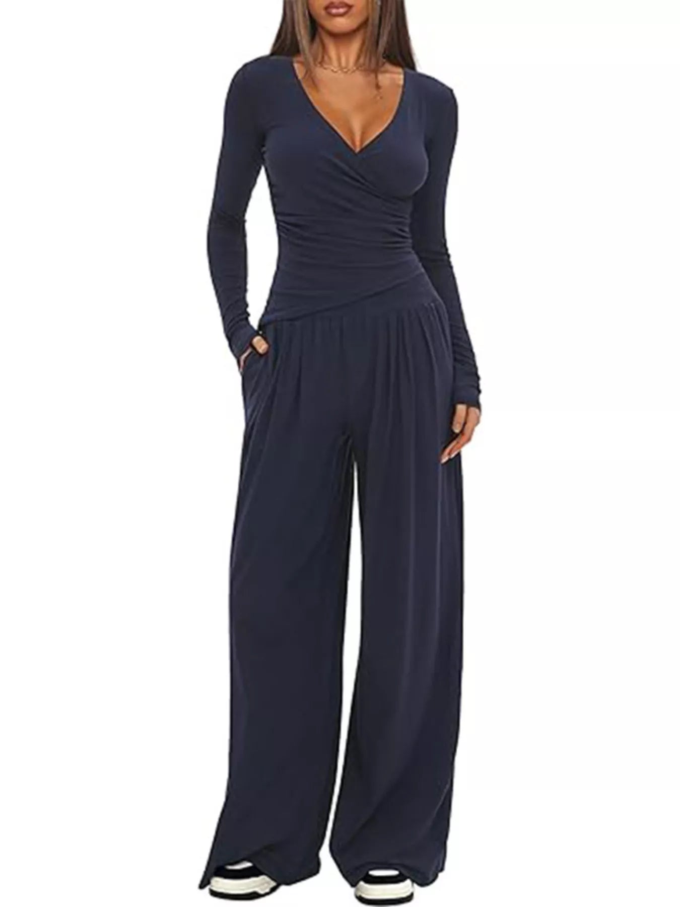 Casual Long Sleeve Top and Pants Two-Piece Set