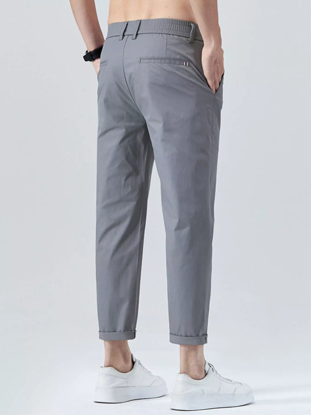 Men's Casual Straight-Leg Cropped Pants