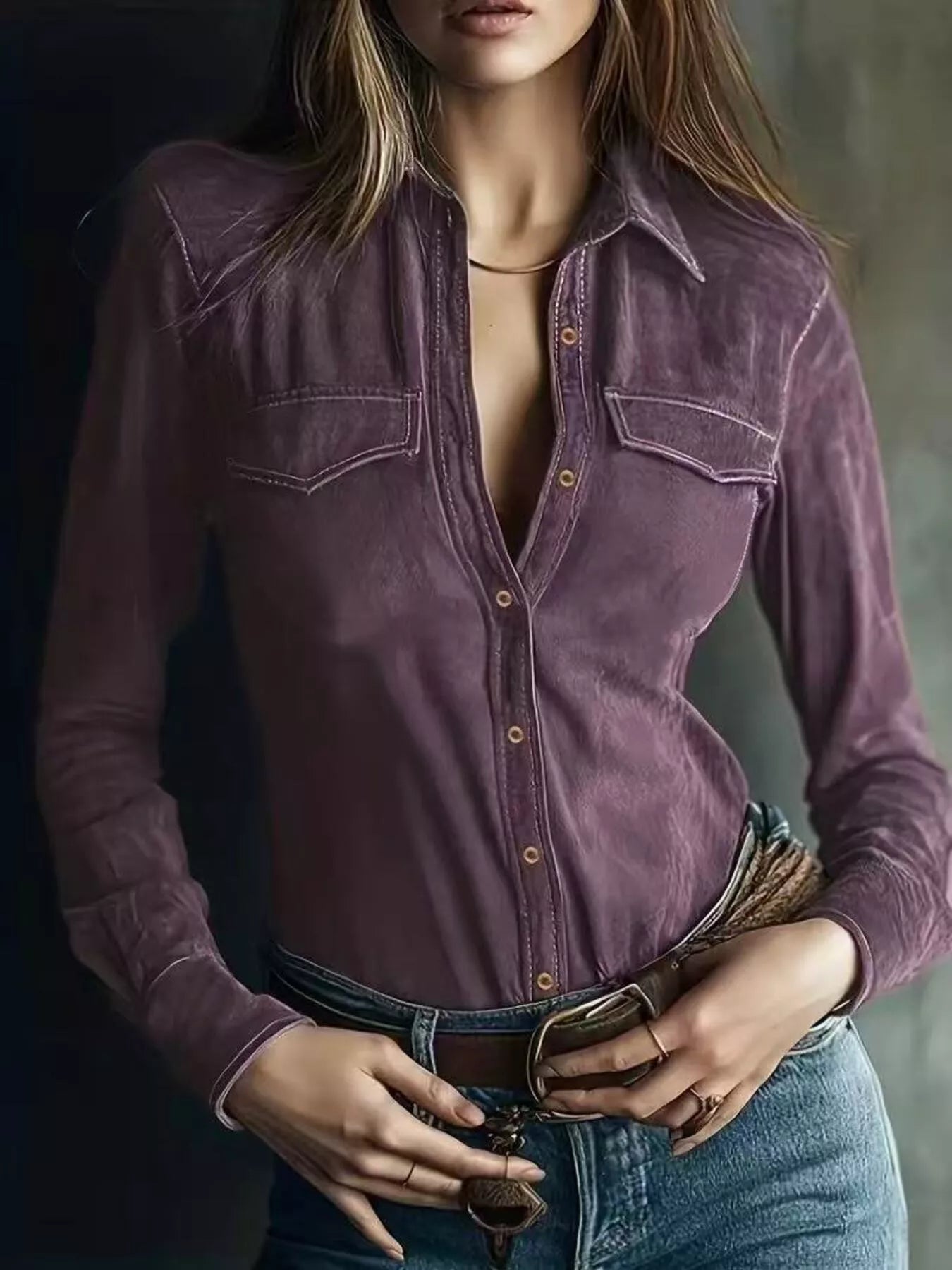 Suede Button-Down Shirt