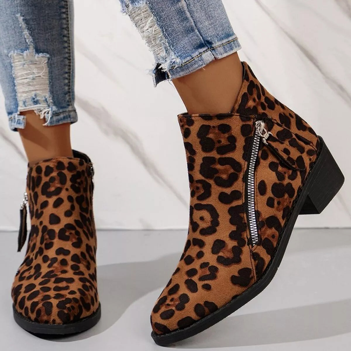Point Toe Block Heels Boots