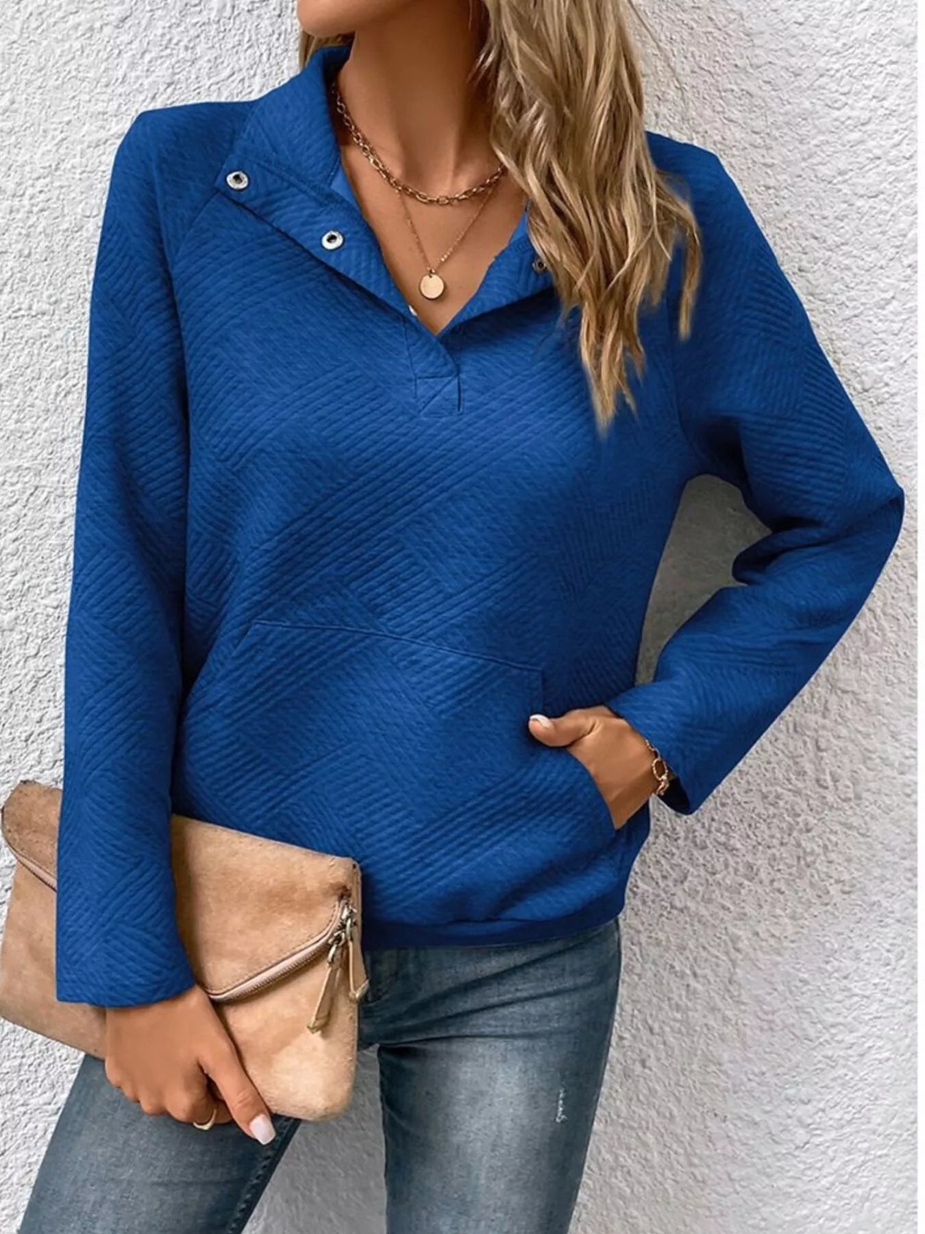 Textured Quarter Snap Sweatshirt