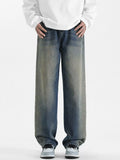 Men's Plus Size Vintage Wash Wide Leg Jeans
