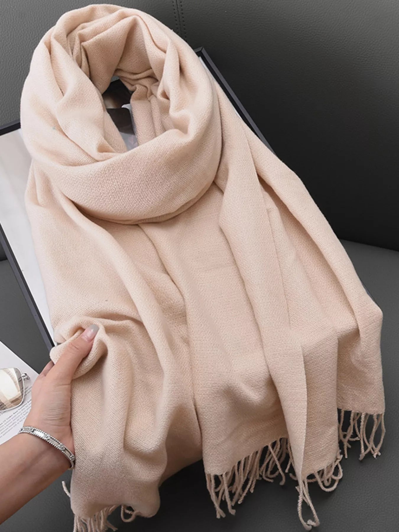 Solid Color Fringe Scarf
