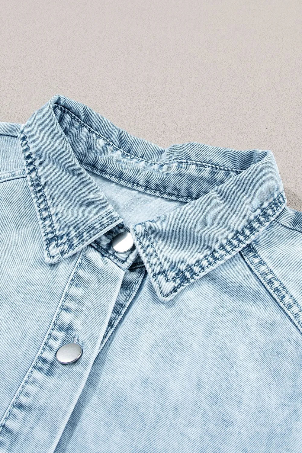 Mineral Wash Ruffle Sleeve Denim Dress