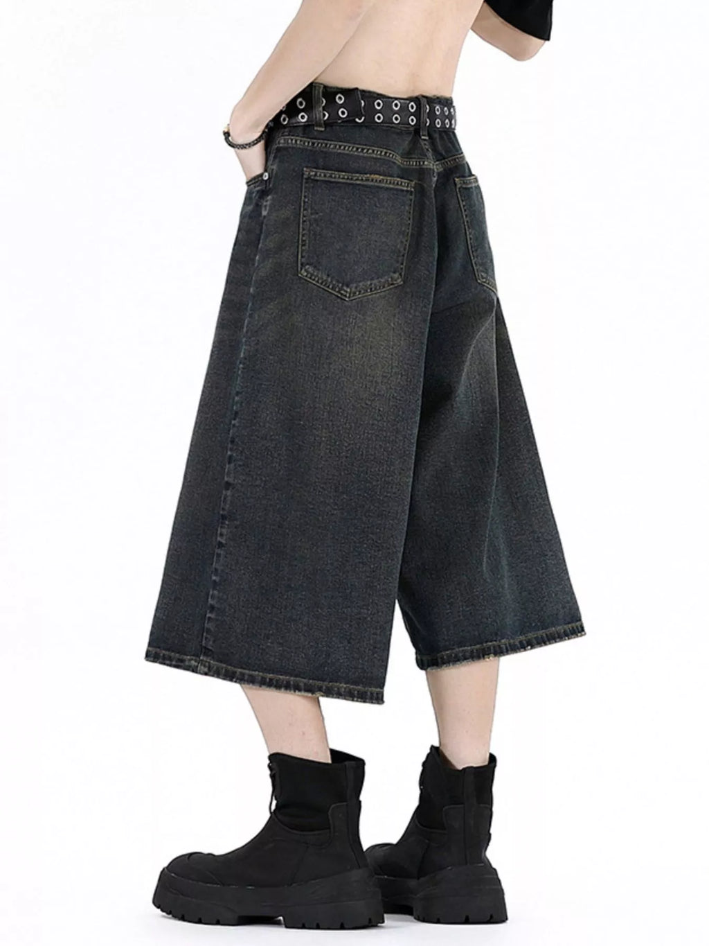 Men's Plus Size Wide Leg Cropped Jeans