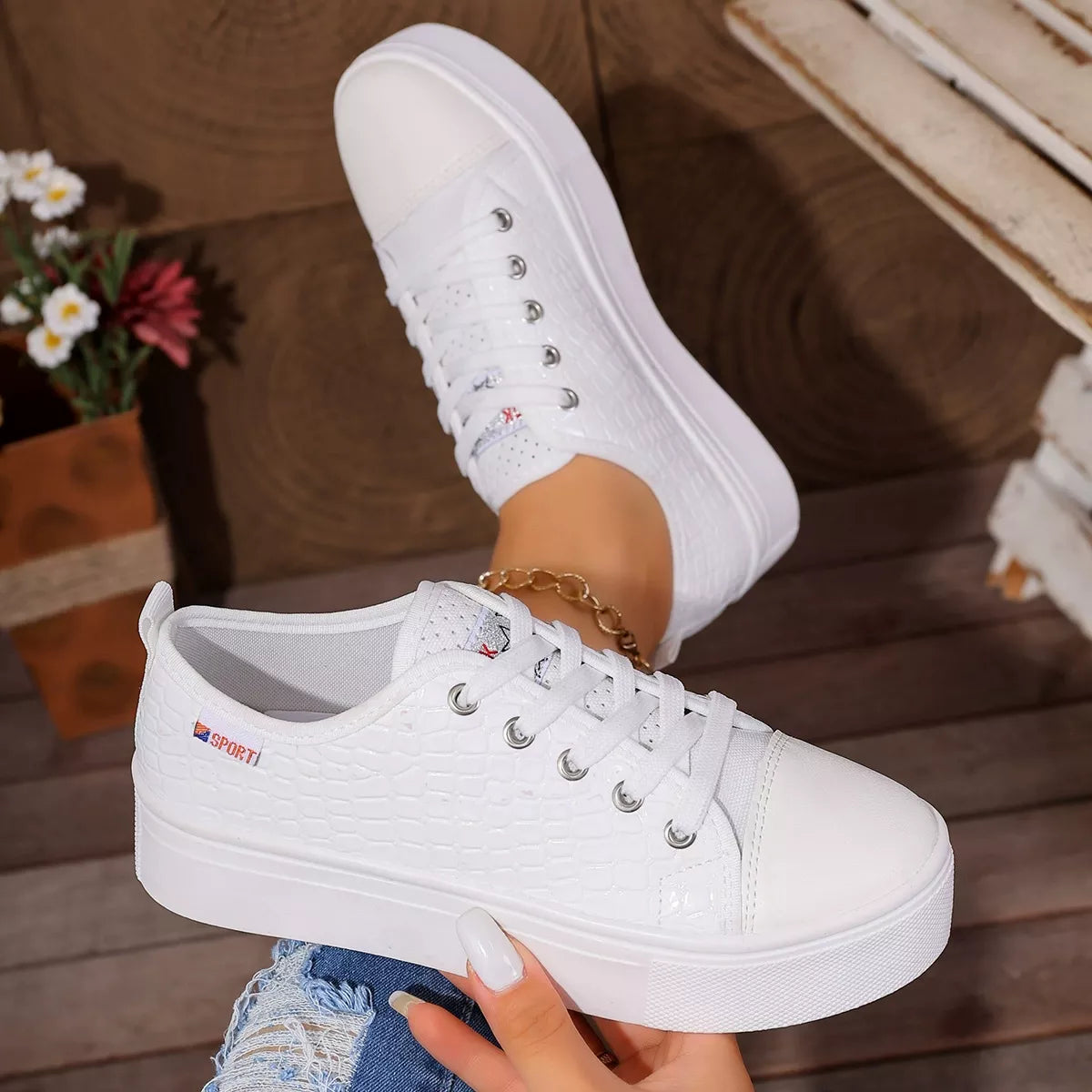 Round Toe Platform Sneakers