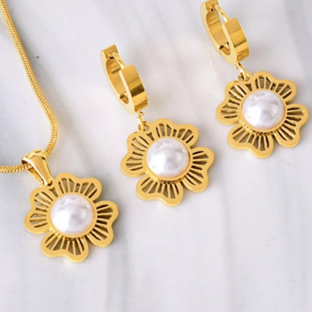 18K Gold-Plated Flower Jewelry Set
