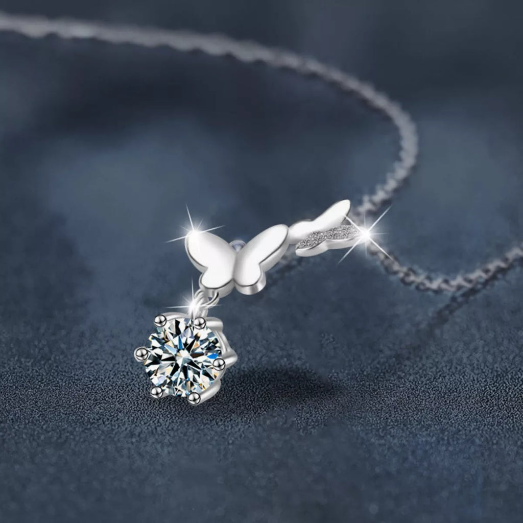 1 Carat Moissanite 925 Sterling Silver Pendant Necklace
