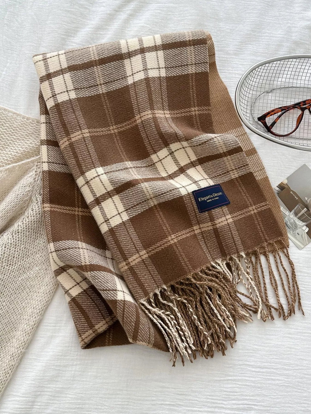 Classic Fringe Plaid Scarf