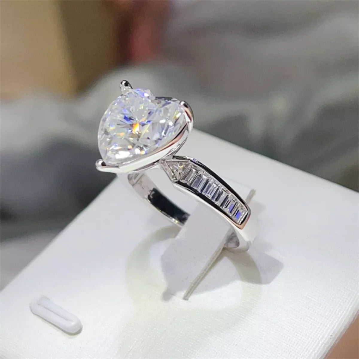 5 Carat Moissanite 925 Sterling Silver Heart Ring