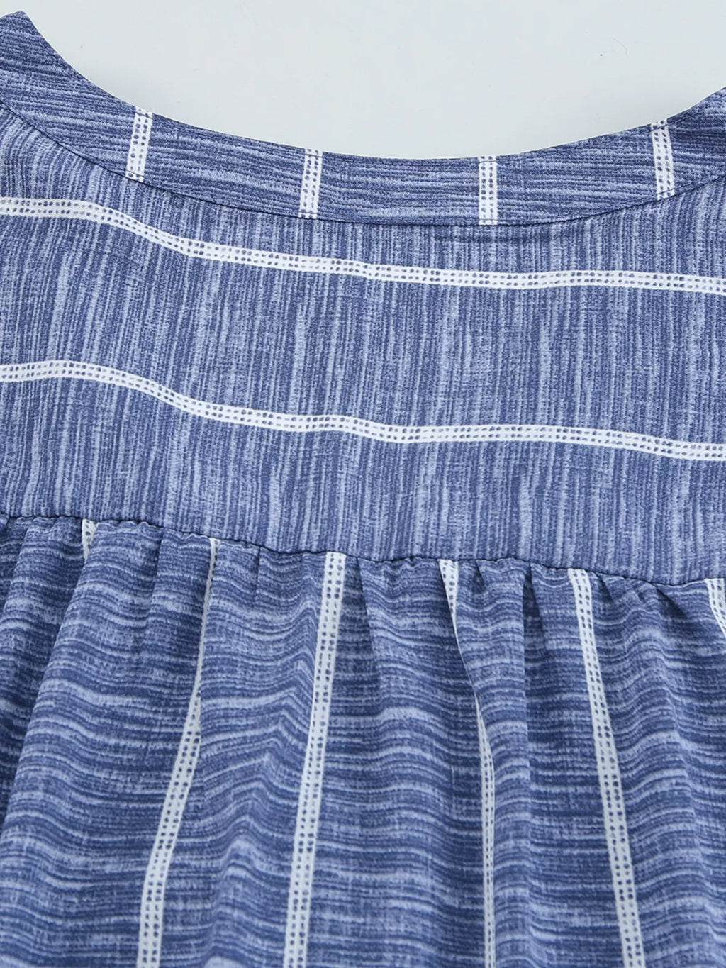 Striped Print V Neck Half Buttons Loose Blouse