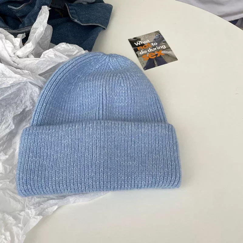 Warm Knitted Cuffed Beanie Hat