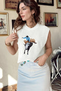 Graphic Round Neck Sweater Vest