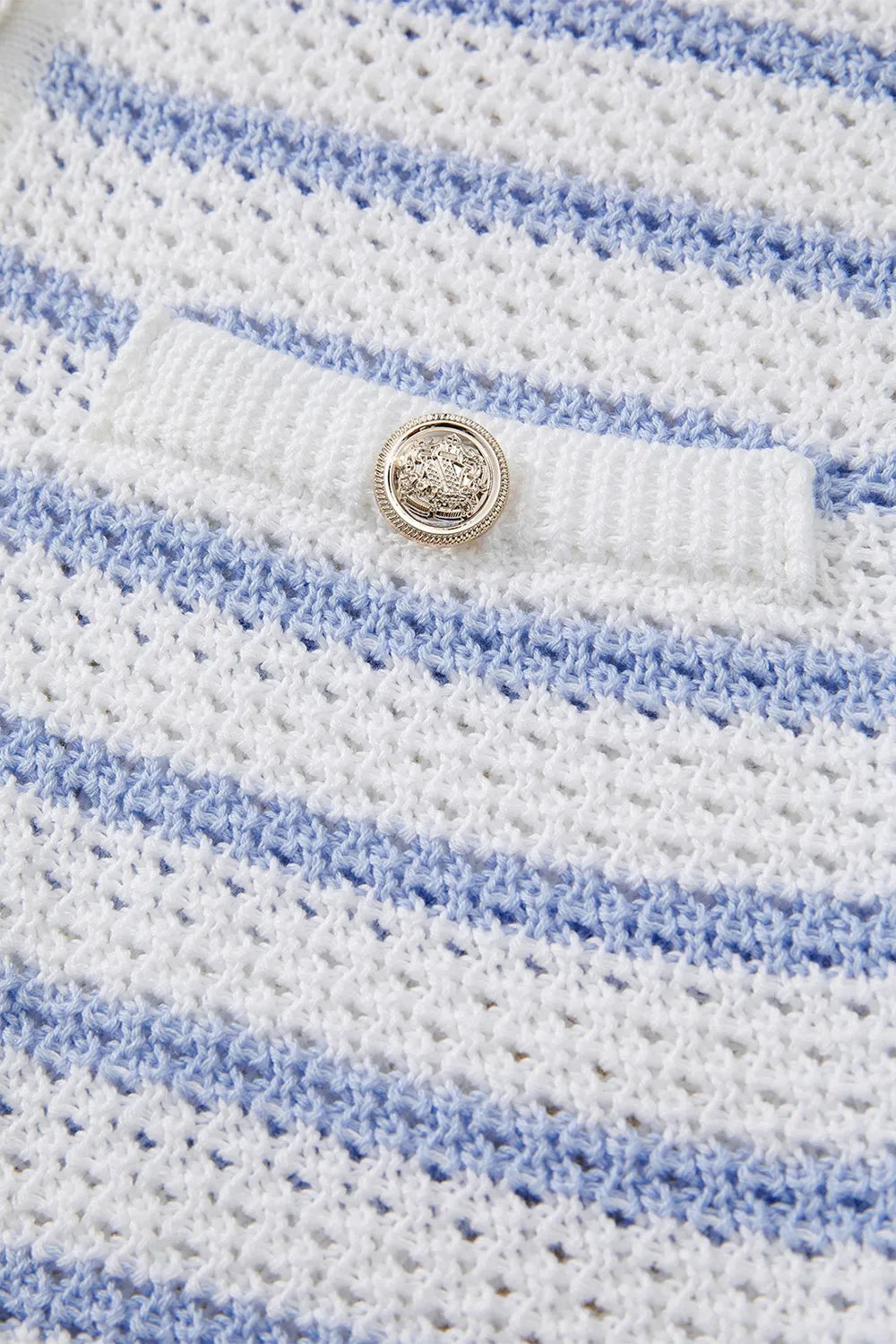 Stripe V Neck Gold Buttons Elegant Sweater Vest