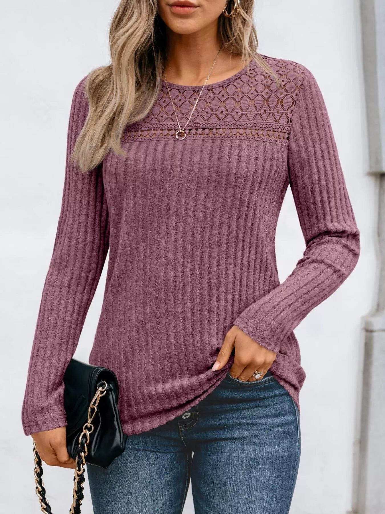 Ribbed Long Sleeve T-Shirt