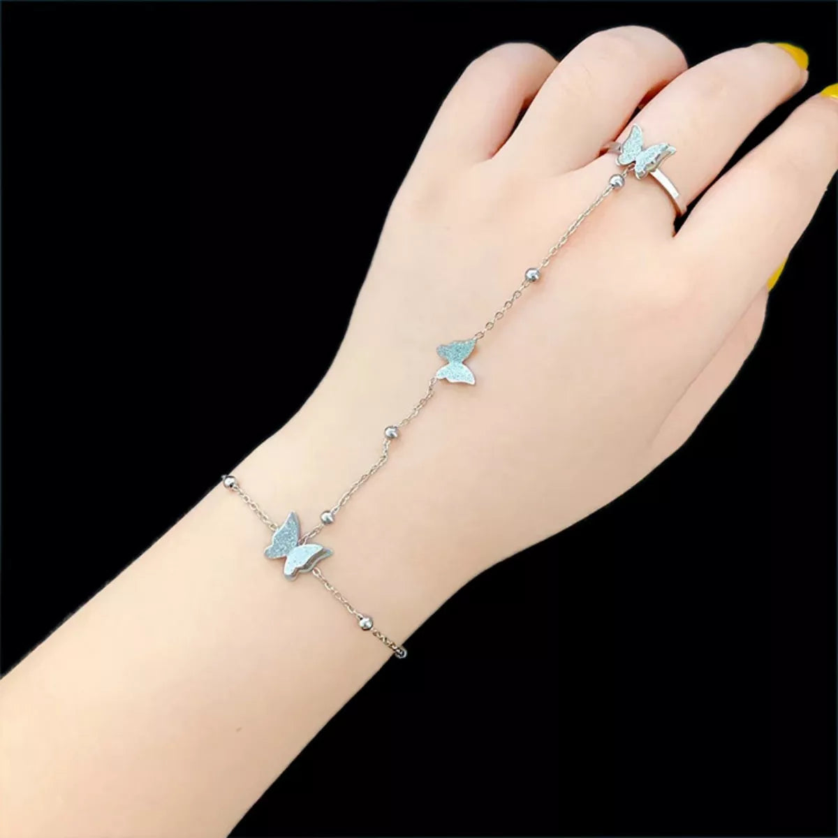 Butterfly Charm Finger Bracelet