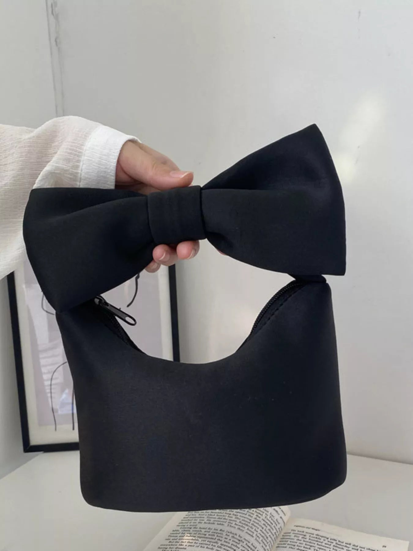 Solid Color Bow Handbag