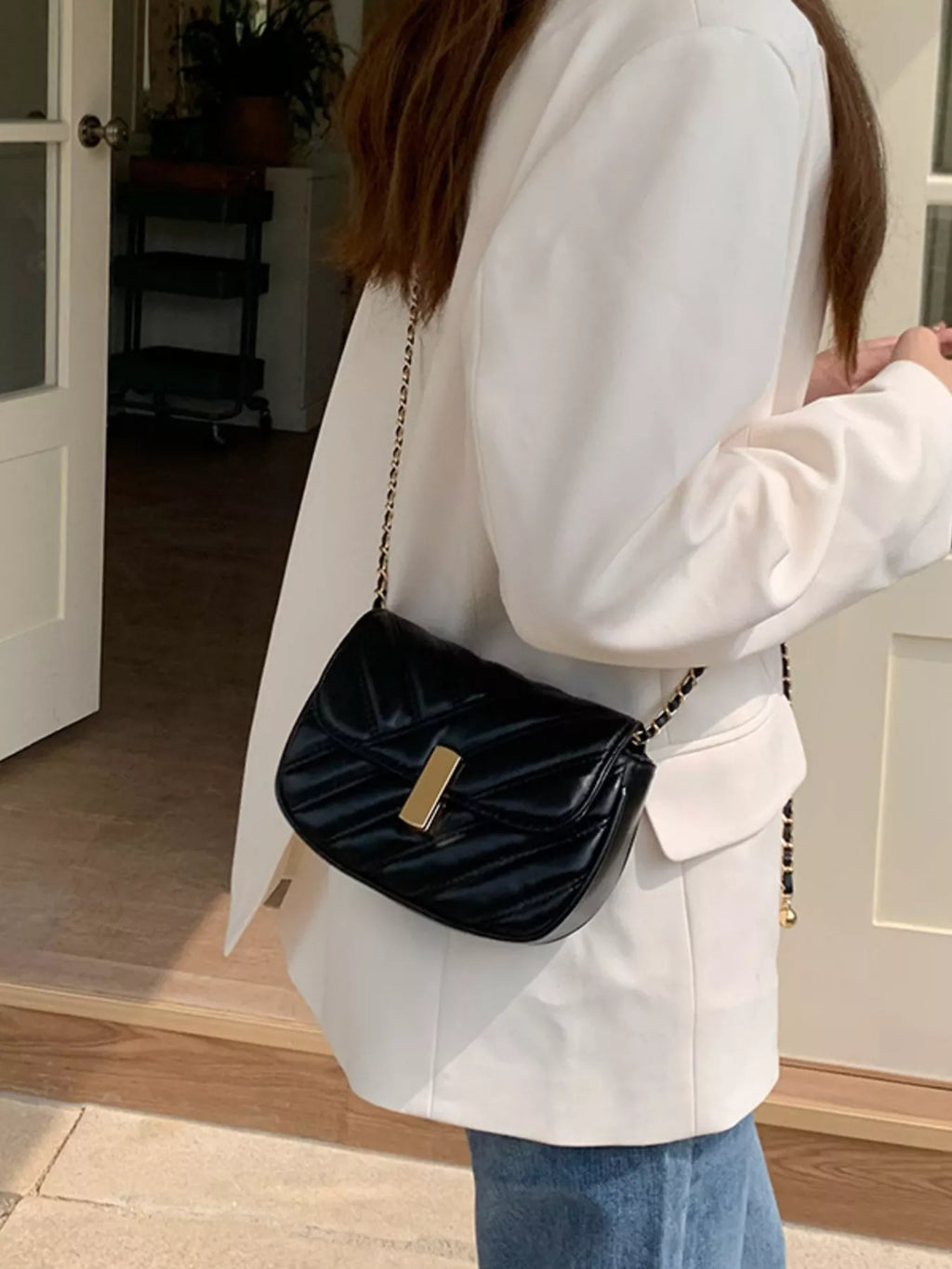 Quilted Flap Chain Crossbody Bag