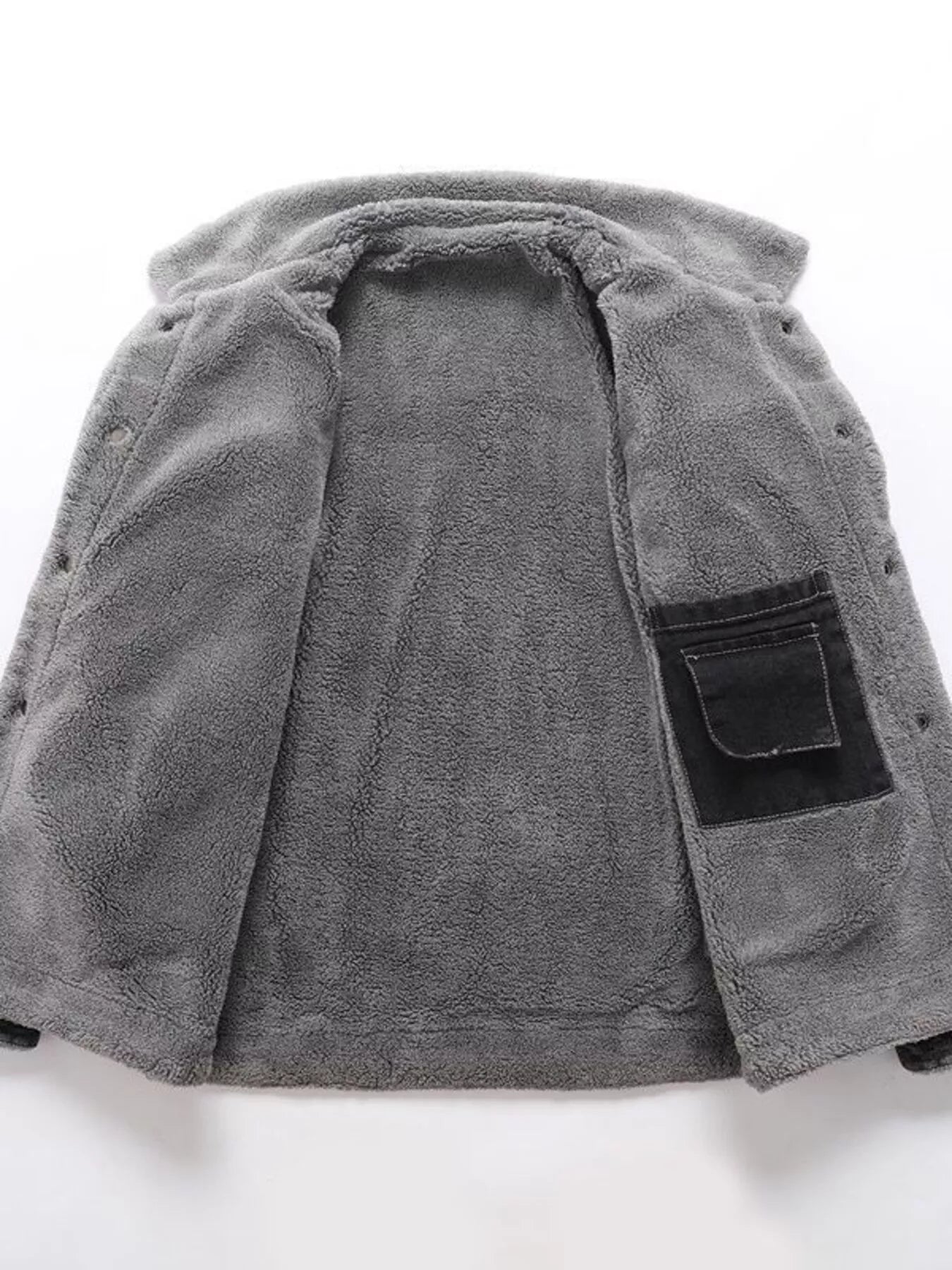 Men's Plus Size Button Up Sherpa Lined Denim Jacket
