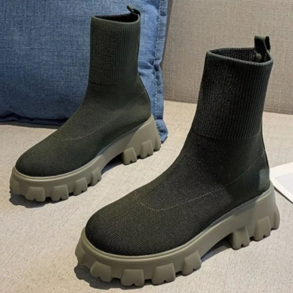 Round Toe Block Heels Boots