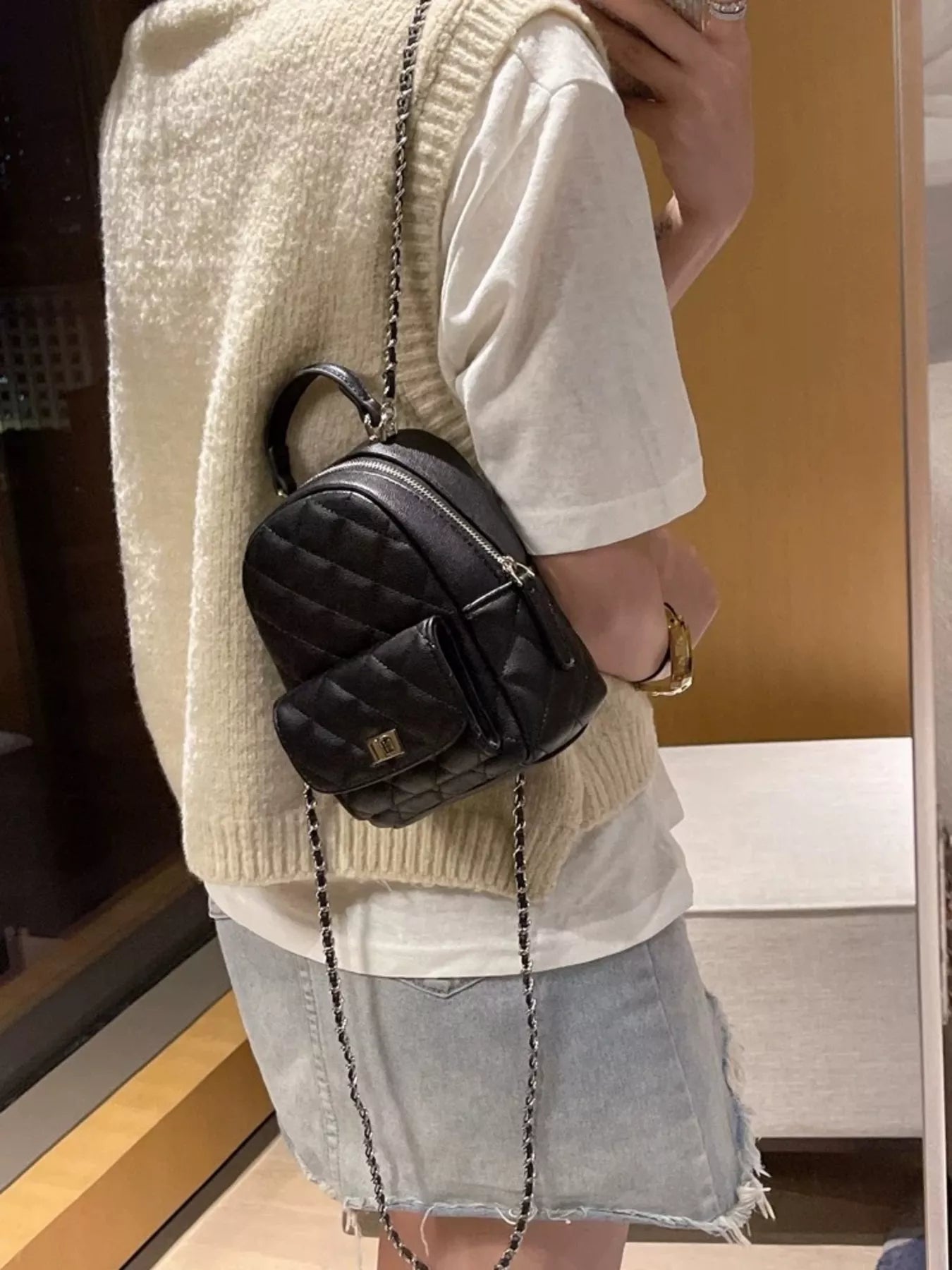 Quilted Mini Backpack Bag