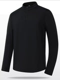 Men's Plus Size Long Sleeve Quarter Zip T-Shirt