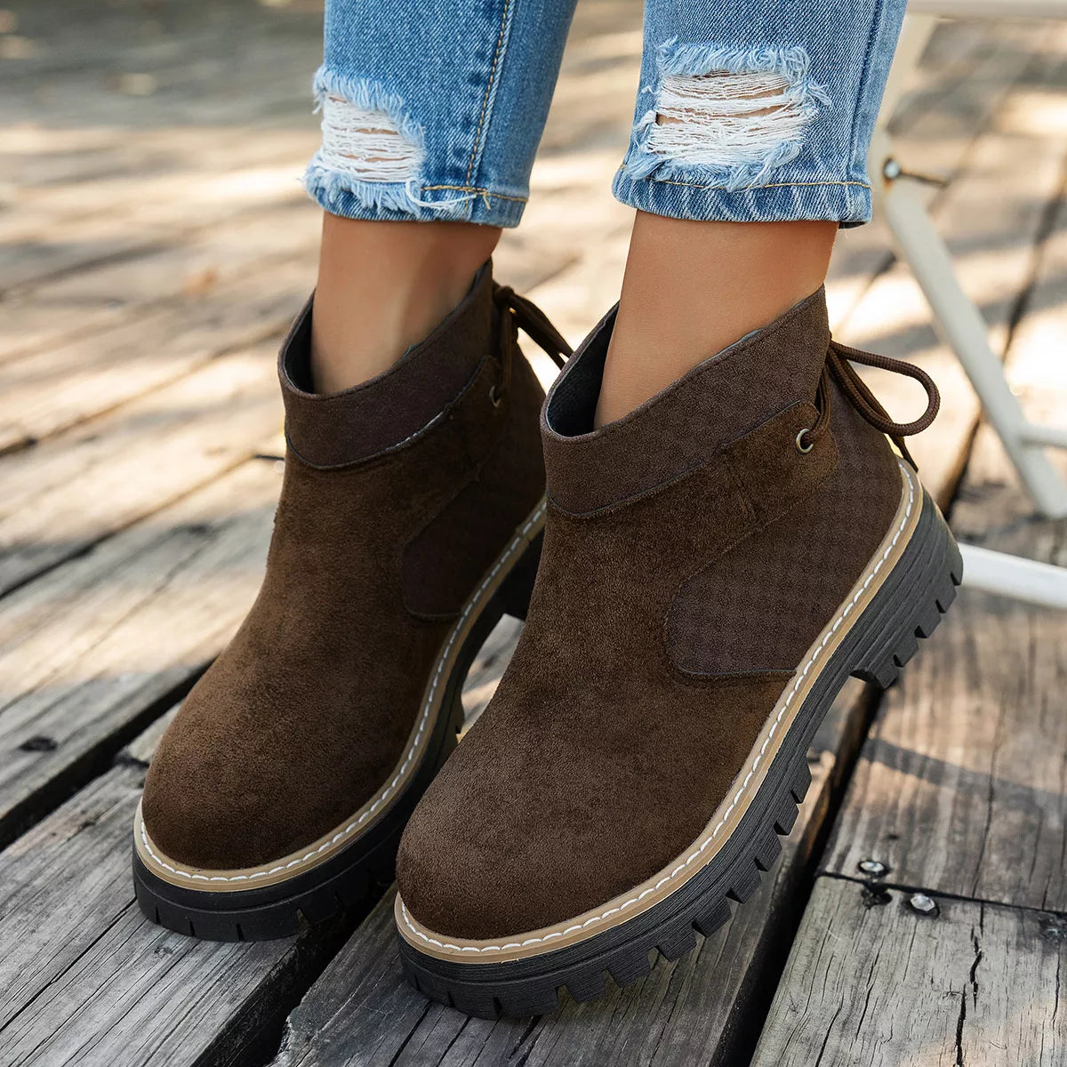 Round Toe Platform Boots