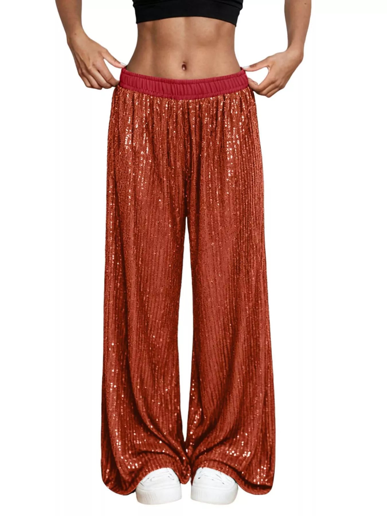 Sequin Wide-Leg Pants