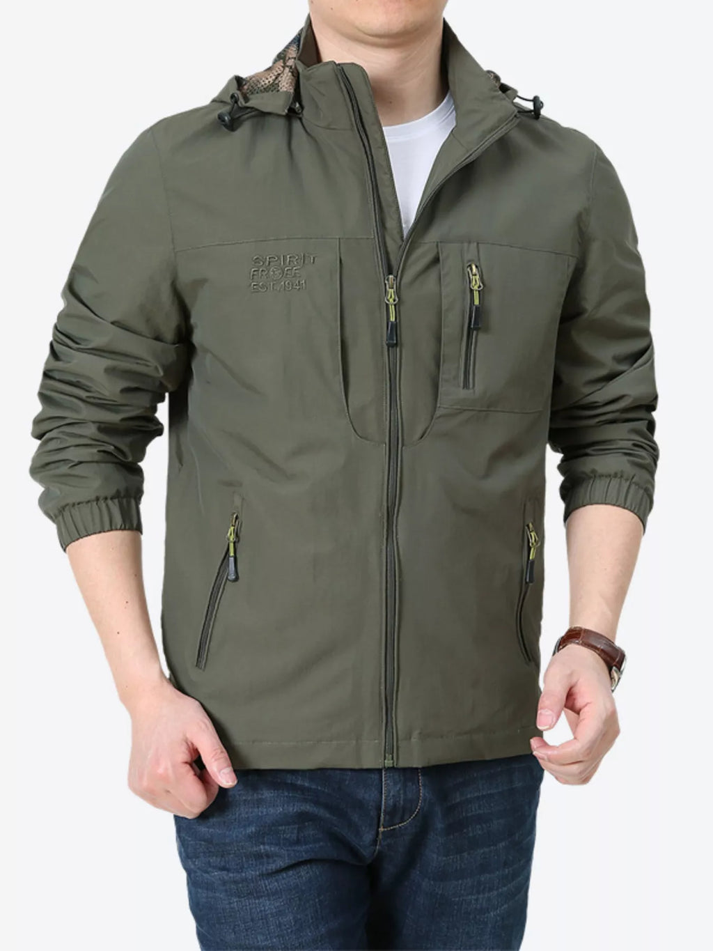 Men's Plus Size Lightweight Hooded Windproof Outdoor Jacket