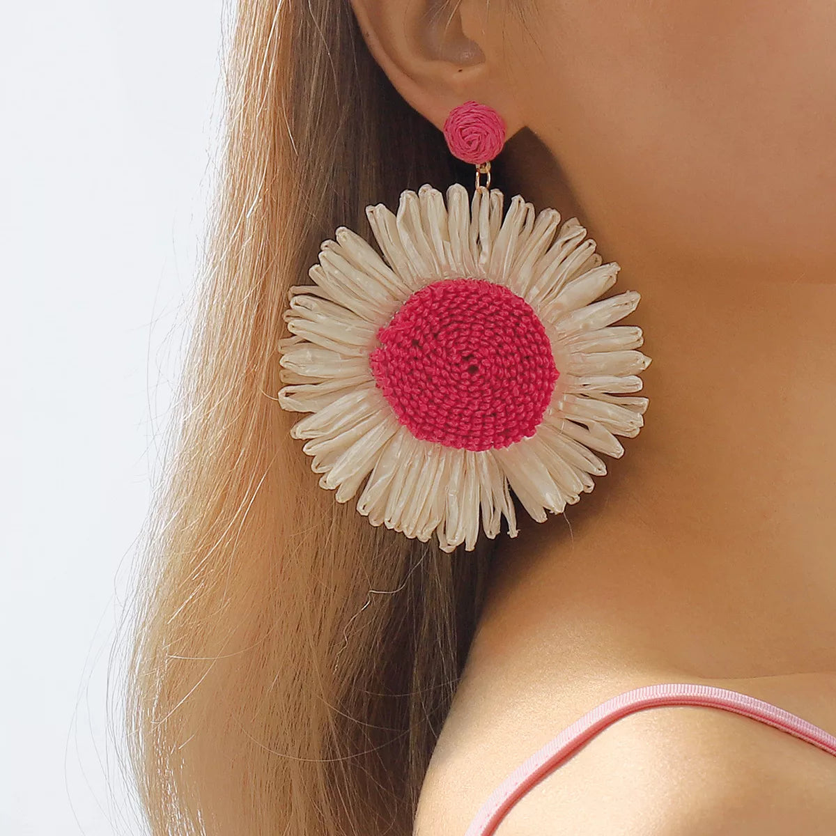 Sunflower Rattan Dangle Earrings