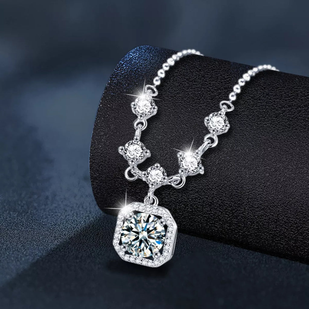 2 Carat Moissanite 925 Sterling Silver Pendant Necklace