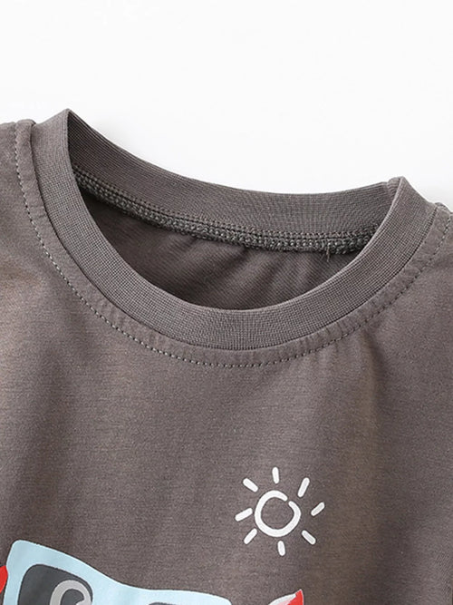 Children's Crab Graphic T-Shirt and Striped Shorts Set