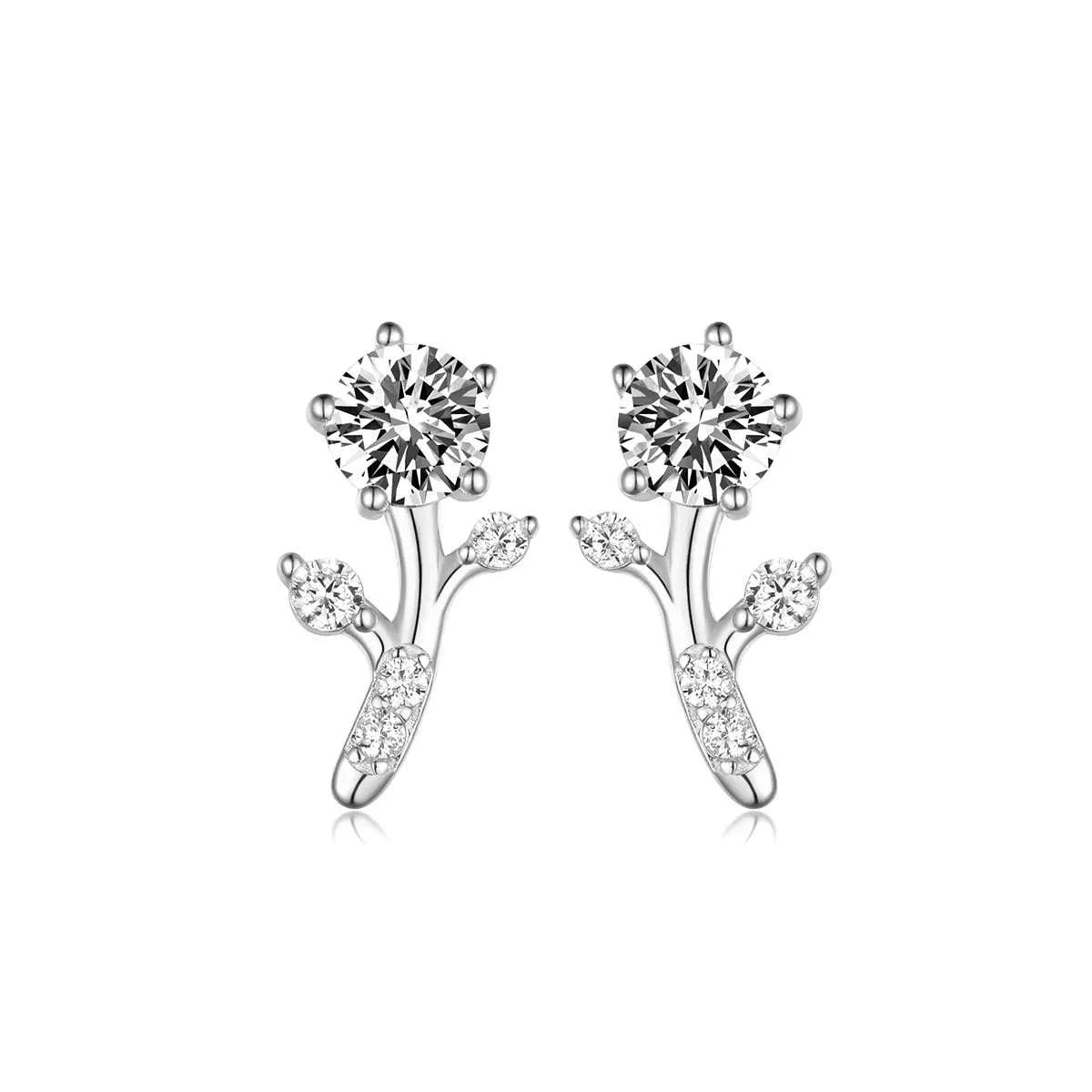 2 Carat Moissanite 925 Sterling Silver Floral Stud Earrings