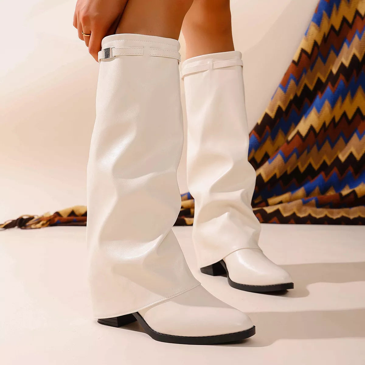 Point Toe Block Heels Boots