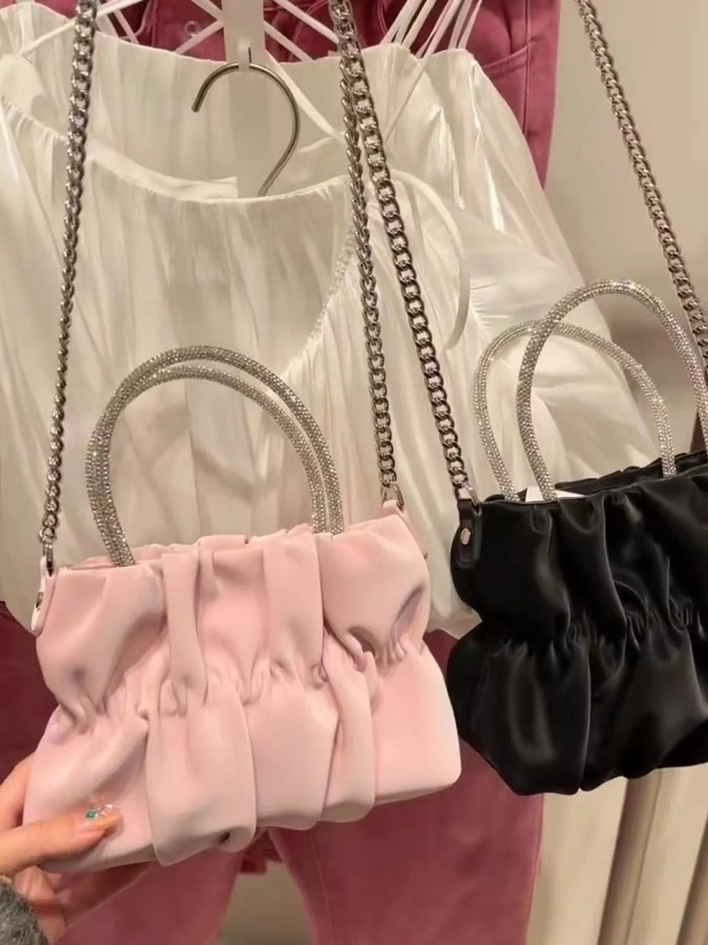 Ruched Chain Crossbody Bag