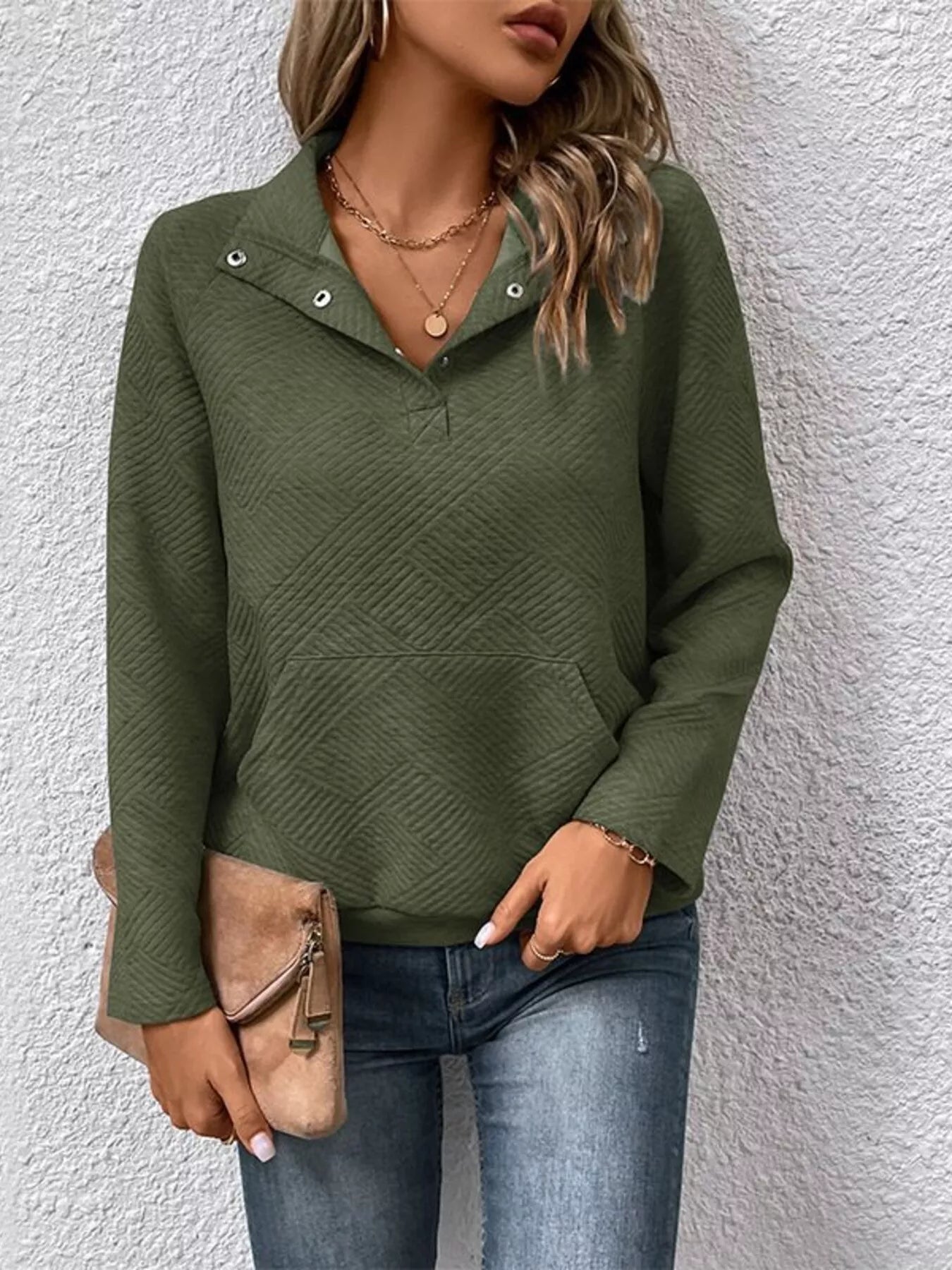 Textured Quarter Snap Sweatshirt