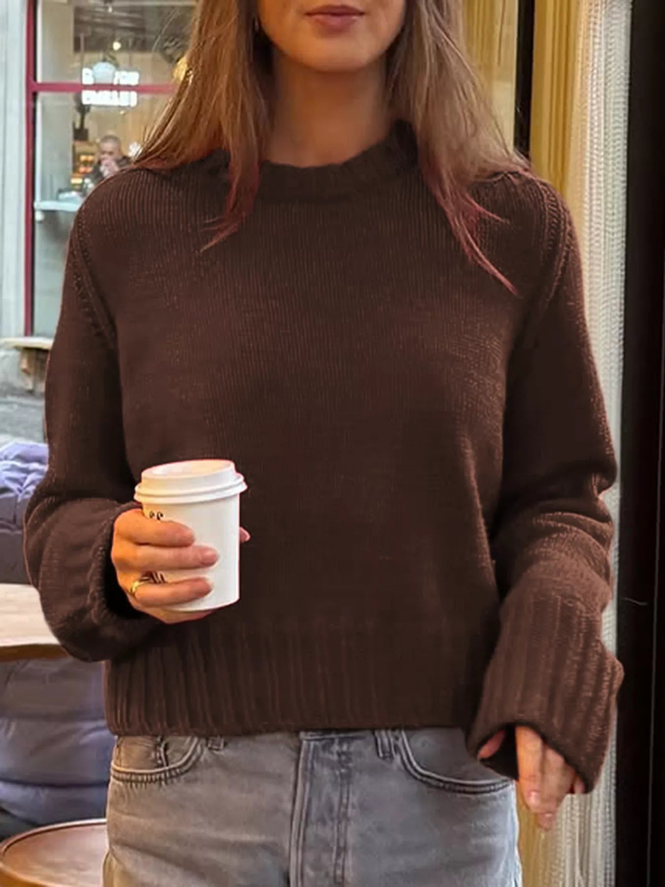 Ribbed Round Neck Sweater