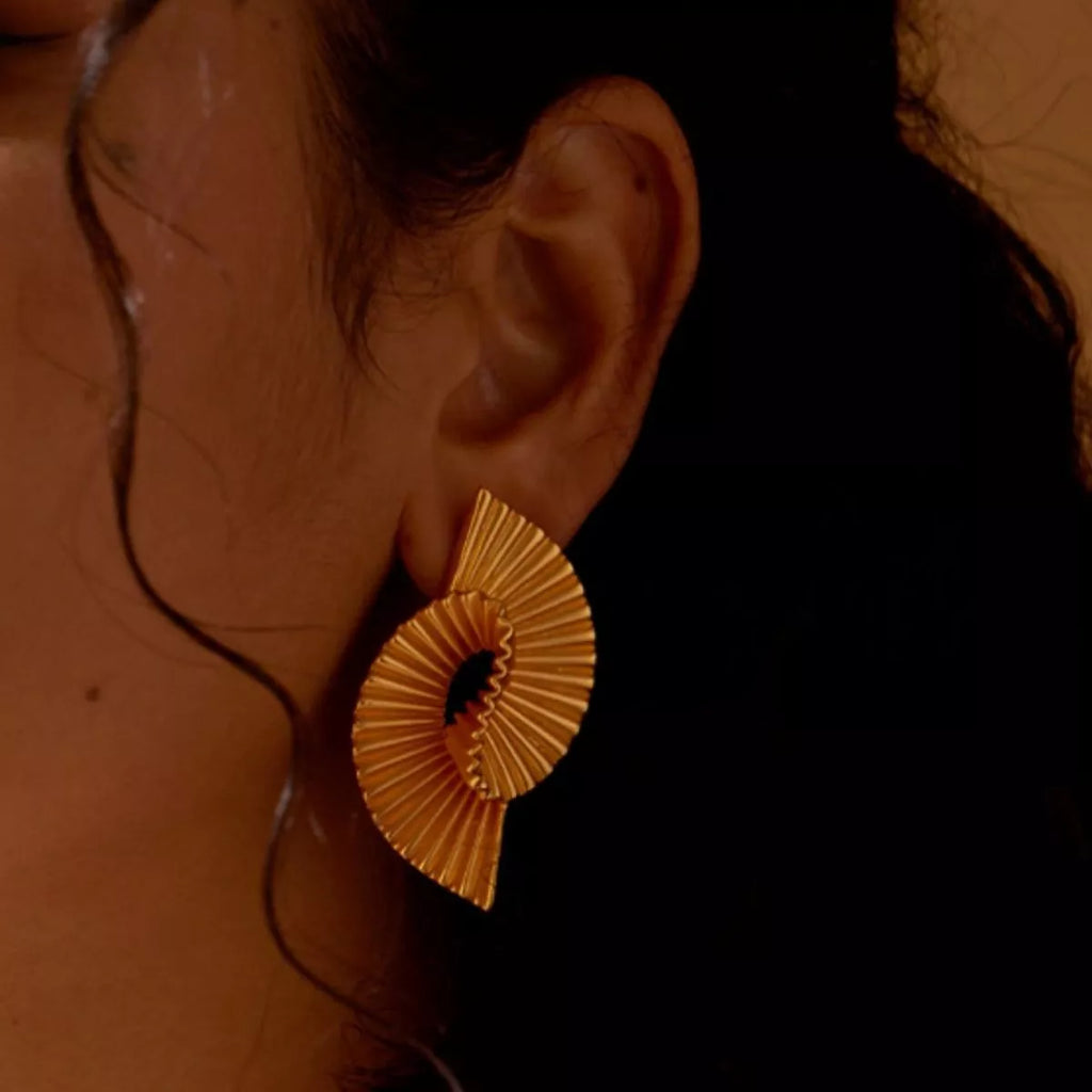 18K Gold-Plated Copper Geometric Spiral Earrings