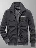 Men's Plus Size Casual Corduroy Zip Up Jacket