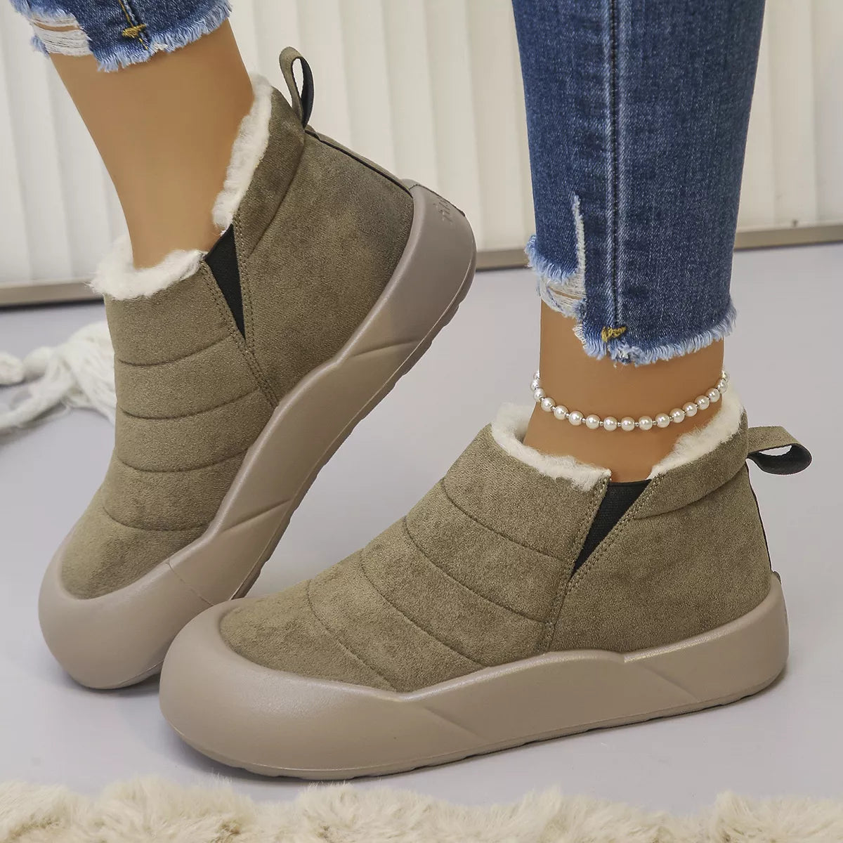 Warm Plush Lined Ankle Boots