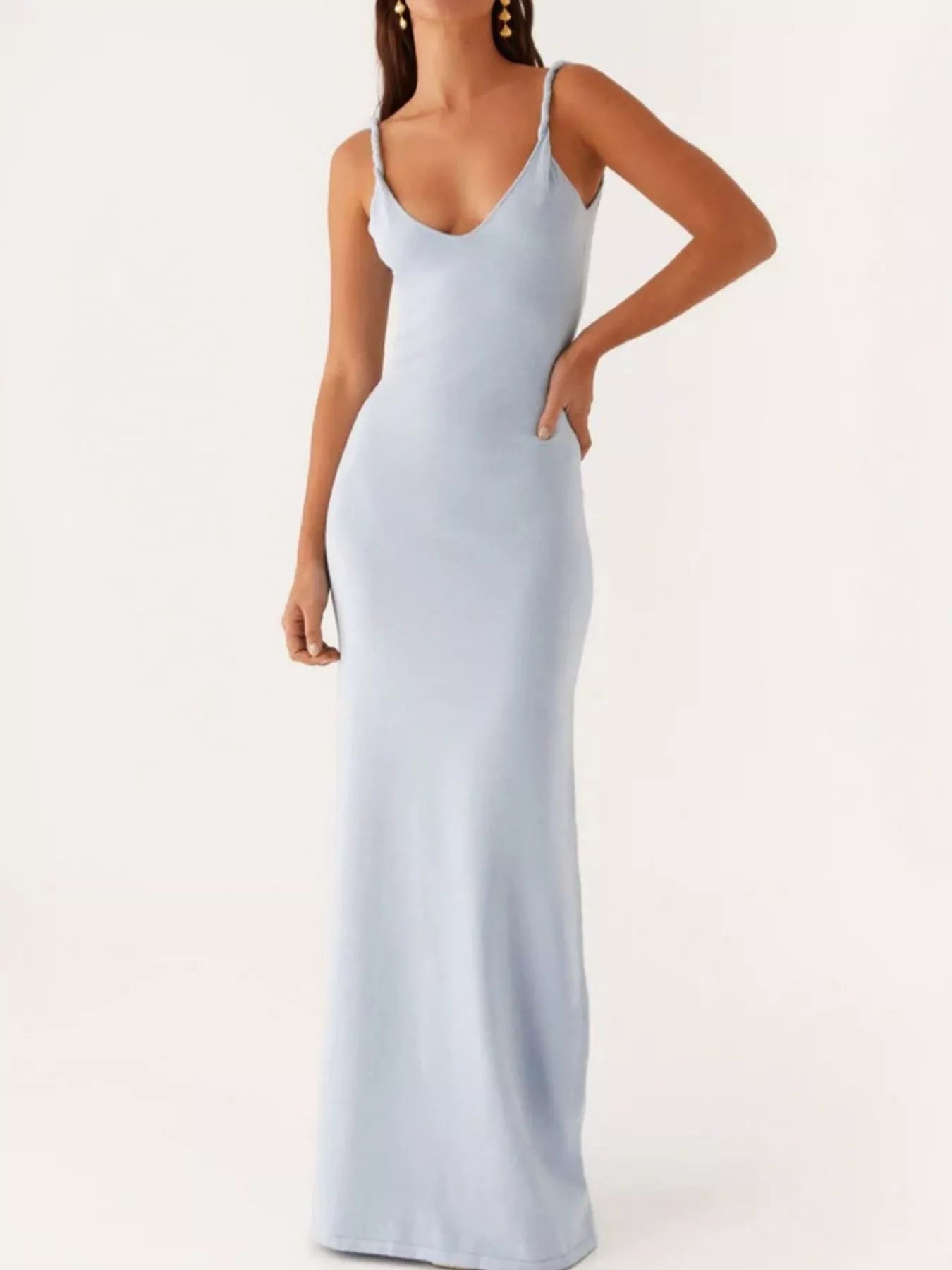 V-Neck Bodycon Maxi Dress