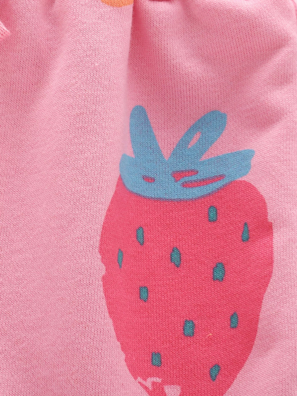 Children's Strawberry Print Round Neck Tee and Shorts Set