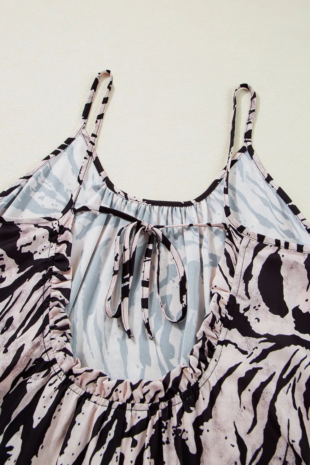 Abstract Print Tie Back Maxi Cami Dress
