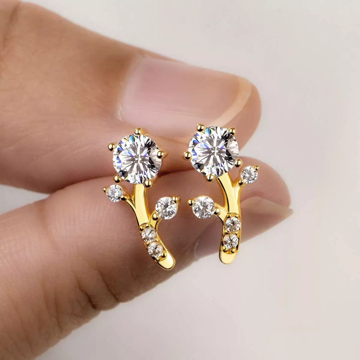 2 Carat Moissanite 925 Sterling Silver Floral Stud Earrings