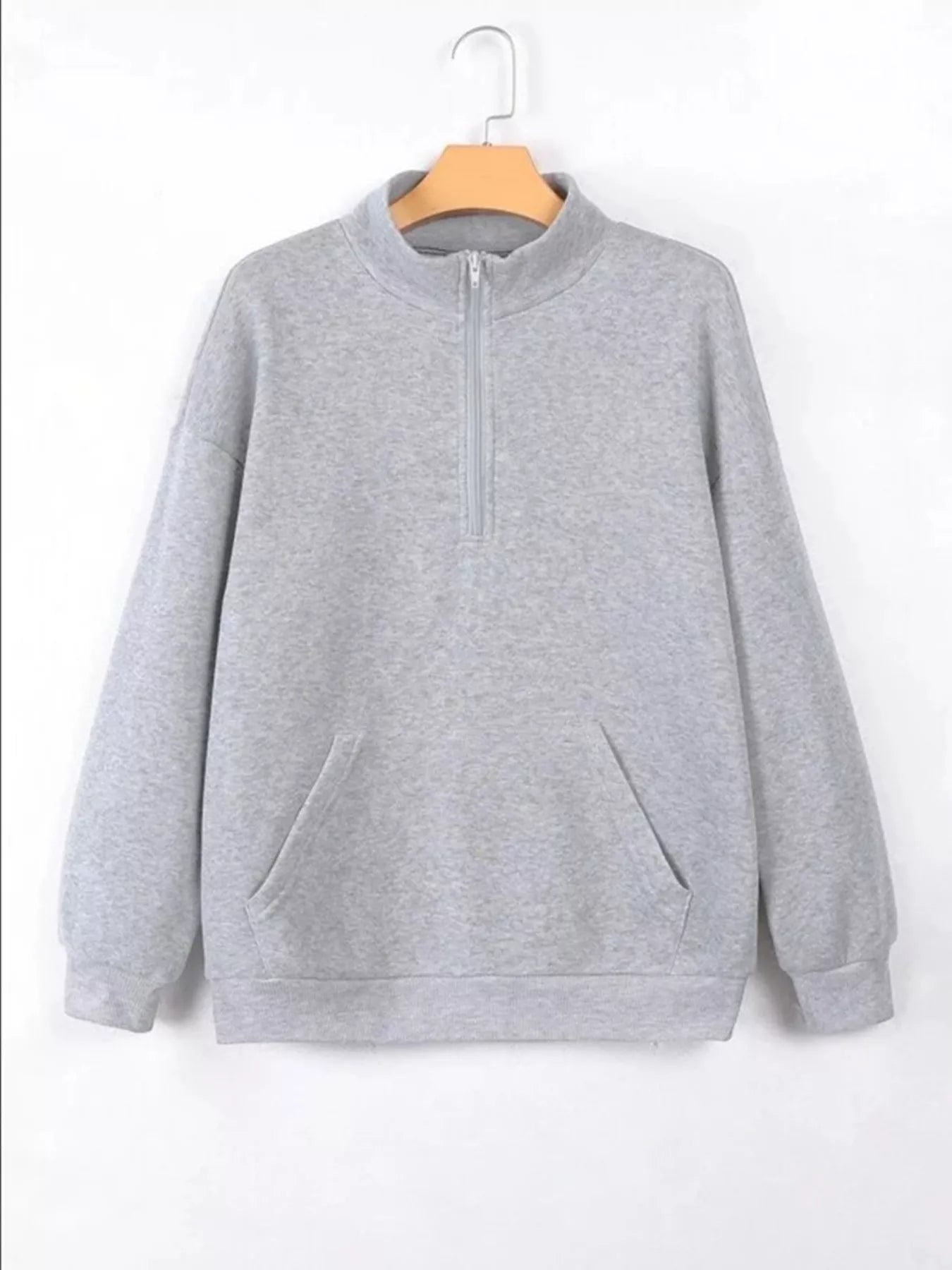 Zip-Up Collar Sweatshirt with Pocket