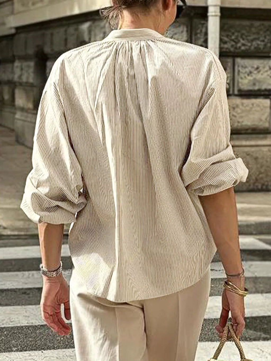 Striped Tie-Front Long Sleeve Shirt