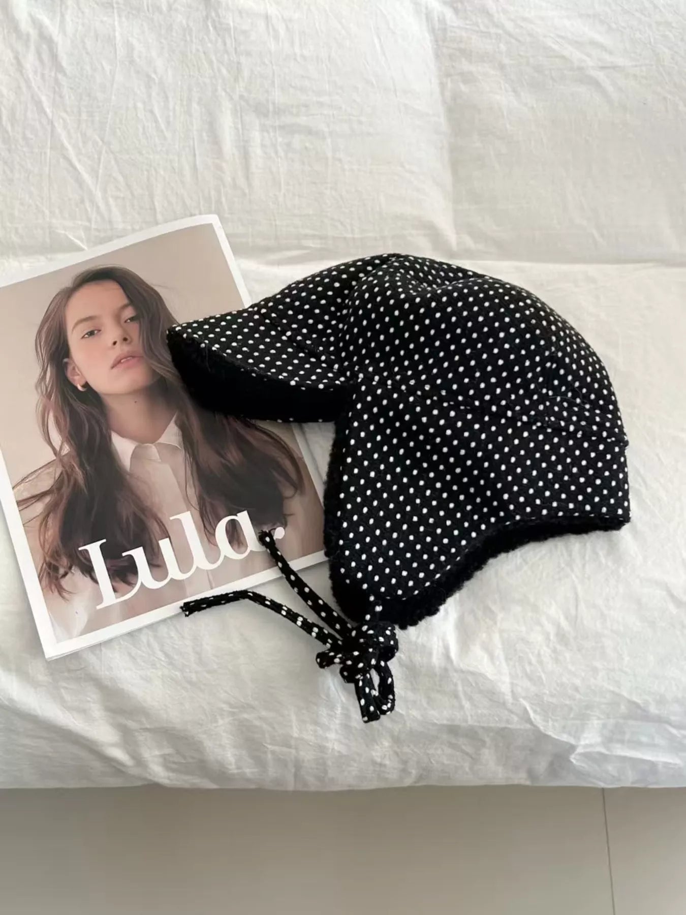 Polka Dot Fleece-Lined Hat