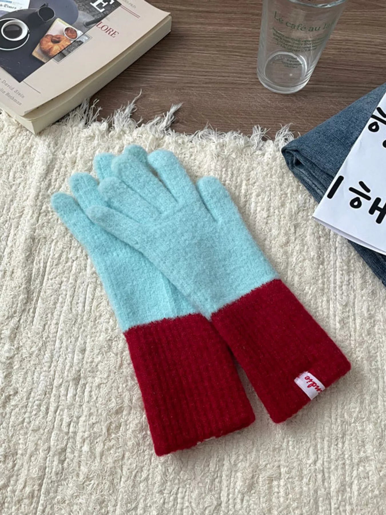 Cozy Knit Gloves with Ribbed Cuff