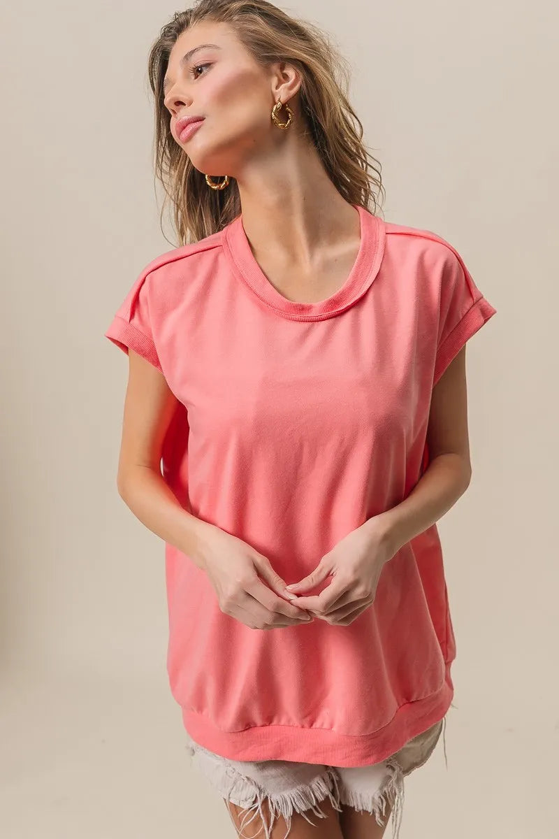 BiBi French Terry Drop Shoulder Basic Top